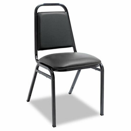 FINE-LINE Upholstered Stacking Chairs with Square Back- Black Vinyl- Black Frame, 4PK FI3340442